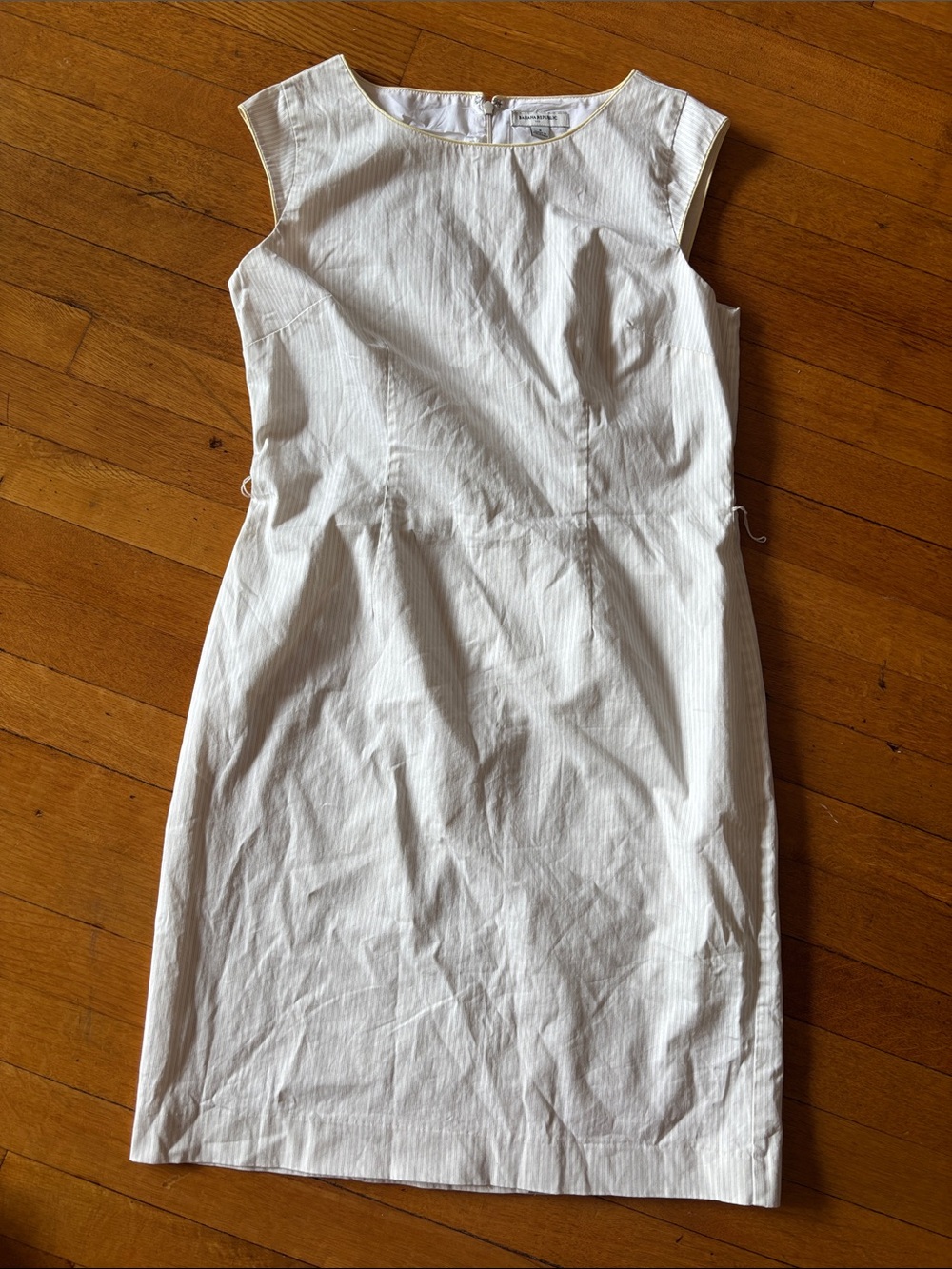 Banana Republic Classic White striped Sleeveless Sheath Dress